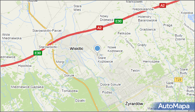 mapa Stare Kozłowice, Stare Kozłowice na mapie Targeo
